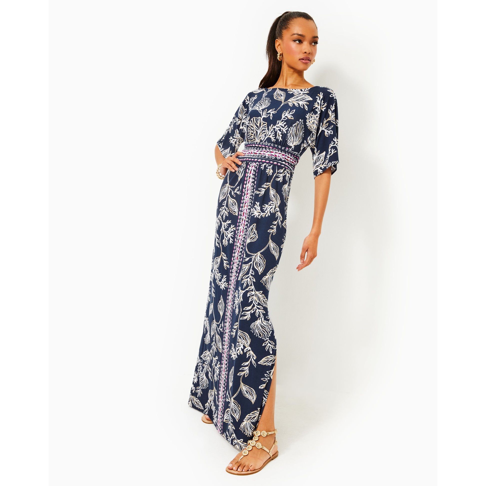 Parigi Boat Neck Maxi Dress - Low Tide Navy