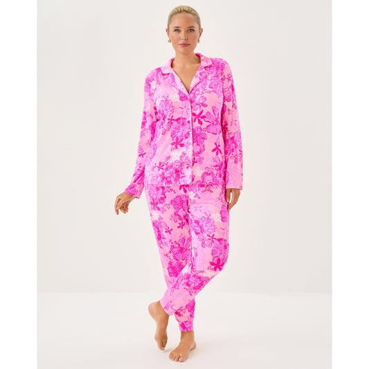 Pj Knit Long Sleeve Button-Up Top - Parigi Pink