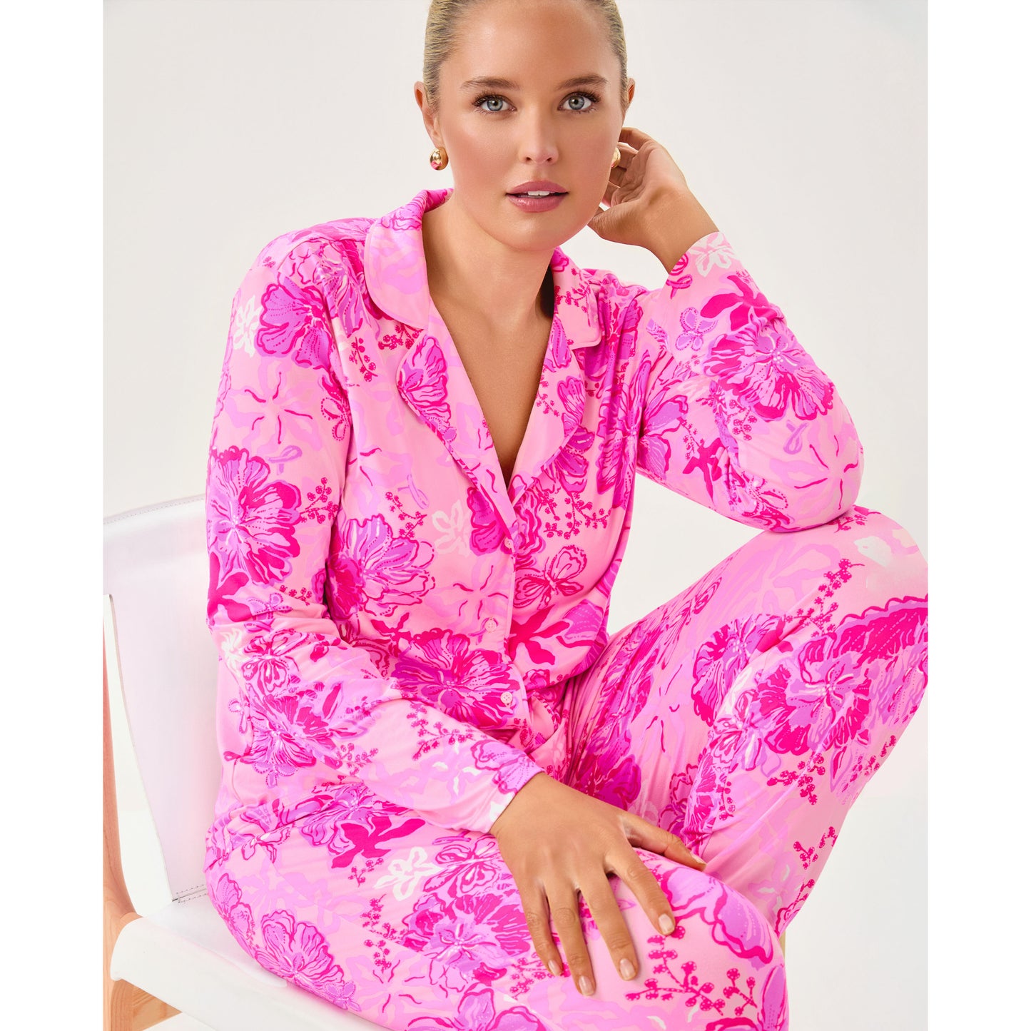 Pj Knit Long Sleeve Button-Up Top - Parigi Pink