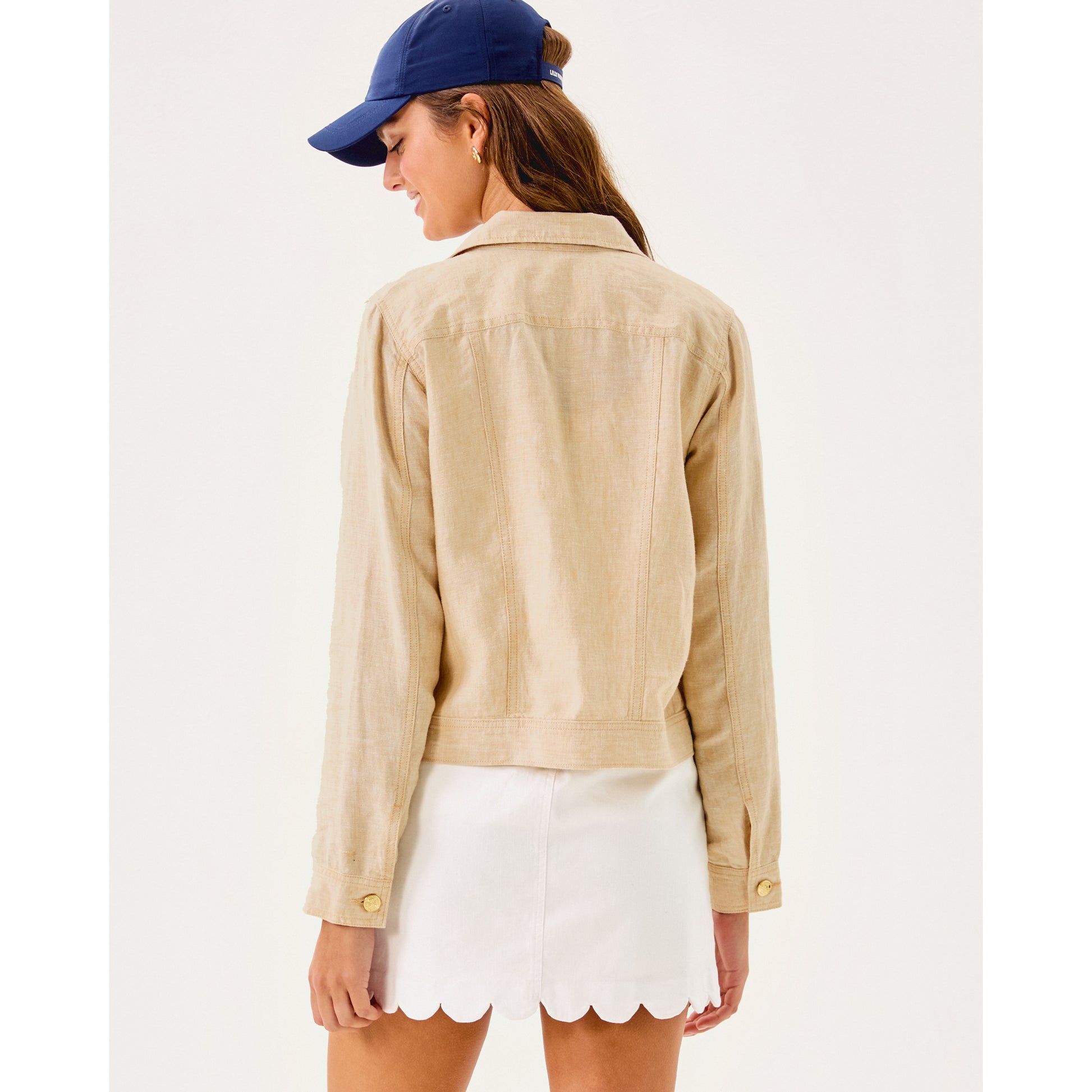 Seaspray Linen Jacket - Wicker Tan X Resort White