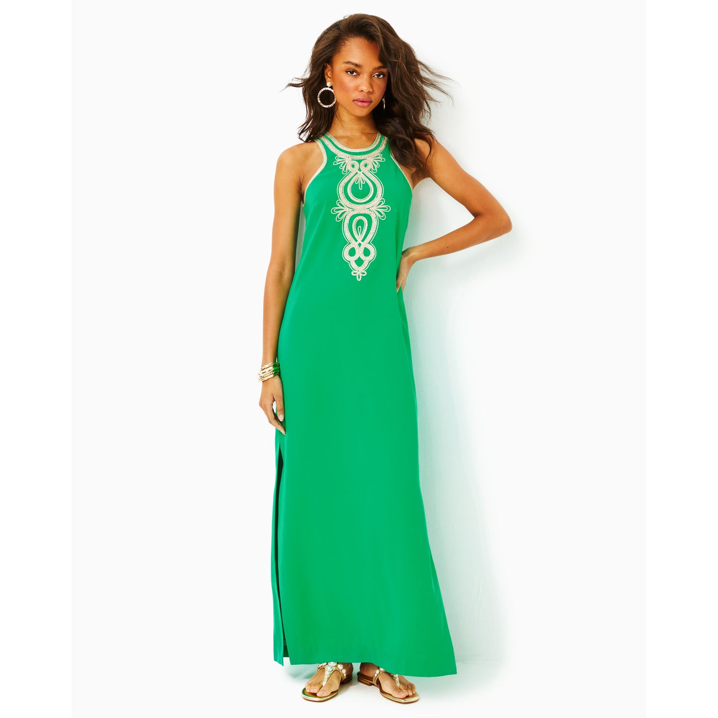 Taylane Embroidered Maxi - Brazilian Green