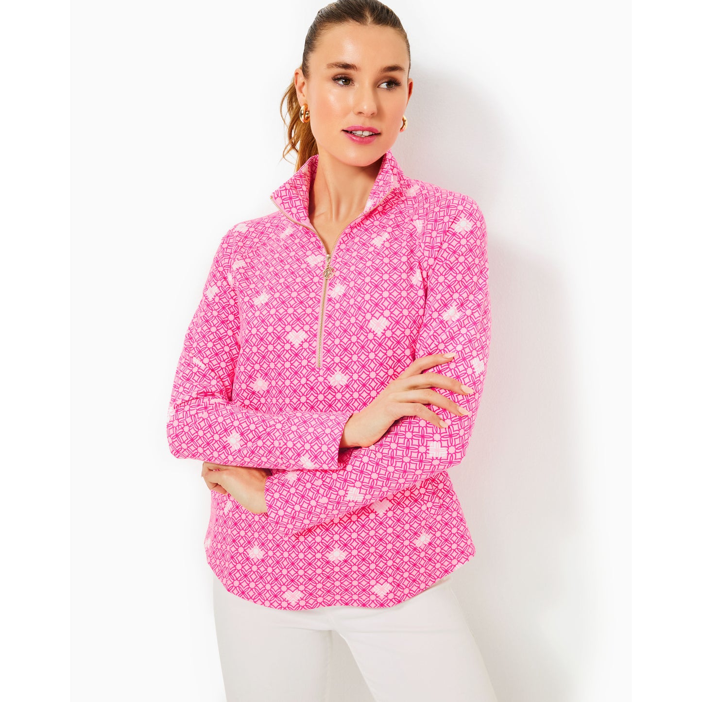 Upf 50+ Skipper Popover - Passion Fruit Pink Fluttering Hearts